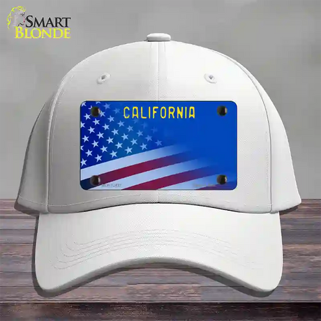 California with Blue California Plate Novelty License Plate Hat Cotton / White