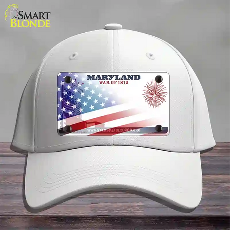 Maryland War Plate American Flag Novelty License Plate Hat Cotton / White