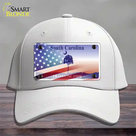 South Carolina Travel Plate American Flag Novelty License Plate Hat Cotton / White