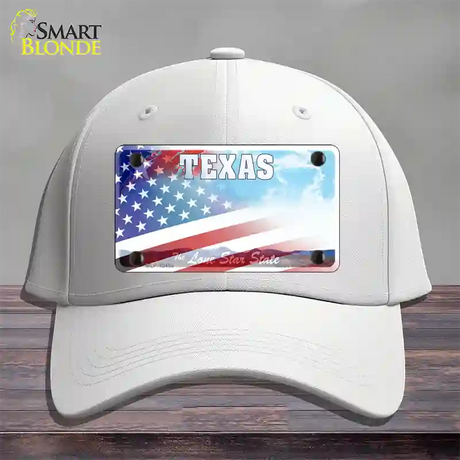 Texas Lone Star Plate American Flag Novelty License Plate Hat Cotton / White