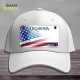 Oklahoma Bow with American Flag Novelty License Plate Hat Cotton / White