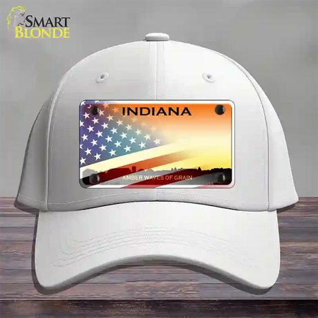 Indiana Amber Waves Plate American Flag Novelty License Plate Hat Cotton / White