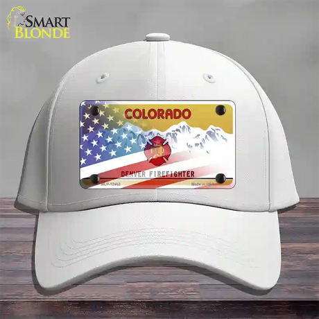 Colorado Firefighter Plate American Flag Novelty License Plate Hat Cotton / White