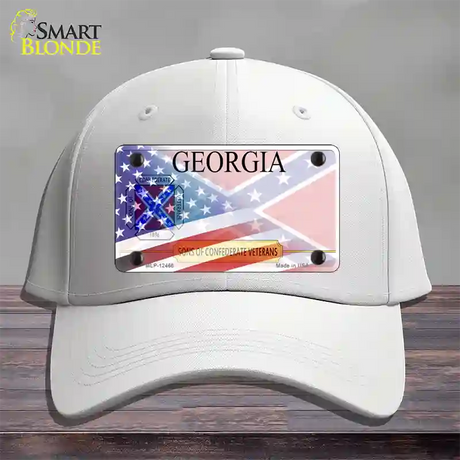 Georgia Confederate Flag American Flag Novelty License Plate Hat Cotton / White