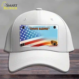 North Dakota Legendary with American Flag Novelty License Plate Hat Cotton / White