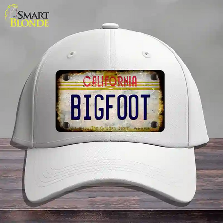 Bigfoot California Novelty License Plate Hat Cotton / White