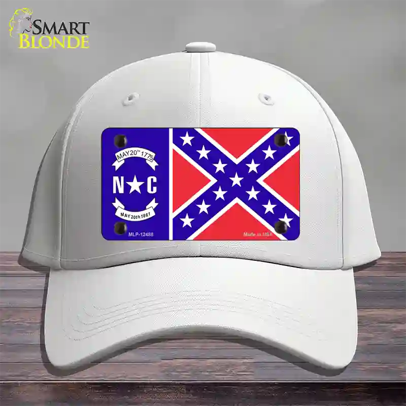 North Carolina Confederate Flag Novelty License Plate Hat Cotton / White