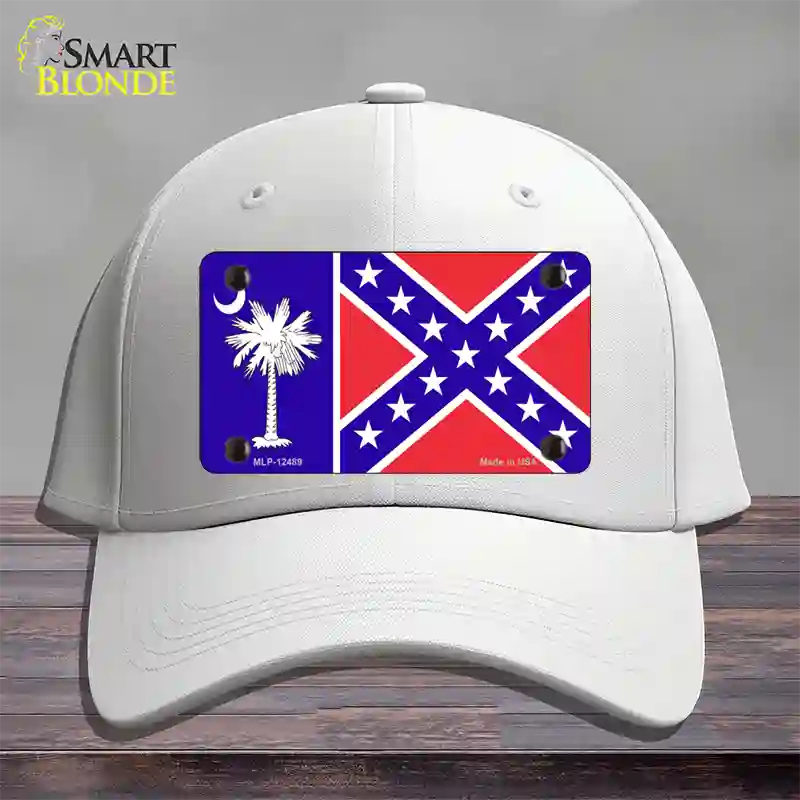 South Carolina Confederate Flag Novelty License Plate Hat Cotton / White