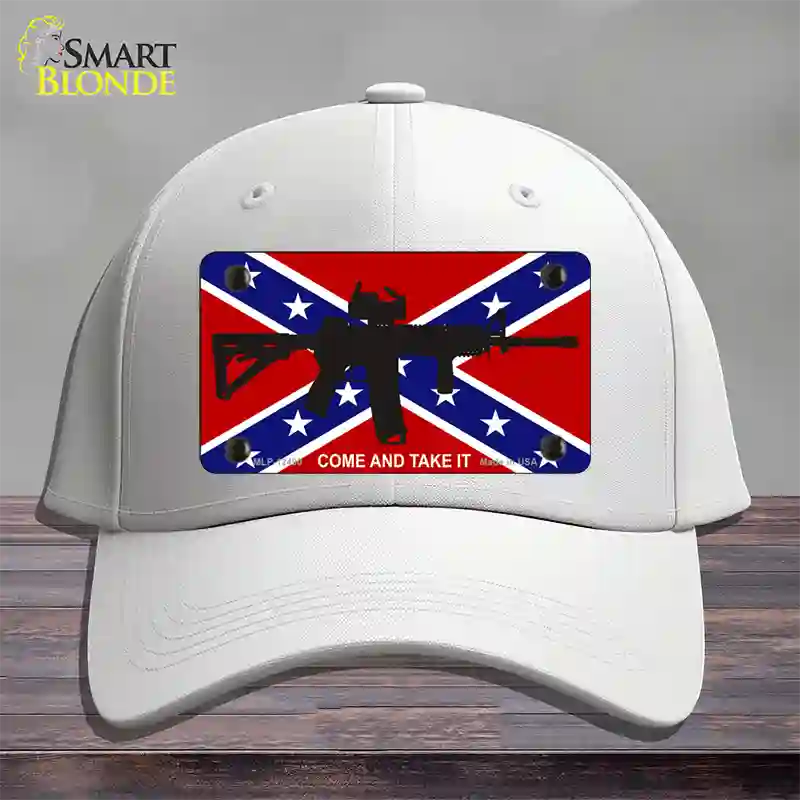 Come and Take It Confederate Flag Novelty License Plate Hat Cotton / White