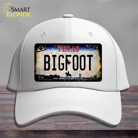 Bigfoot Texas Novelty License Plate Hat Cotton / White