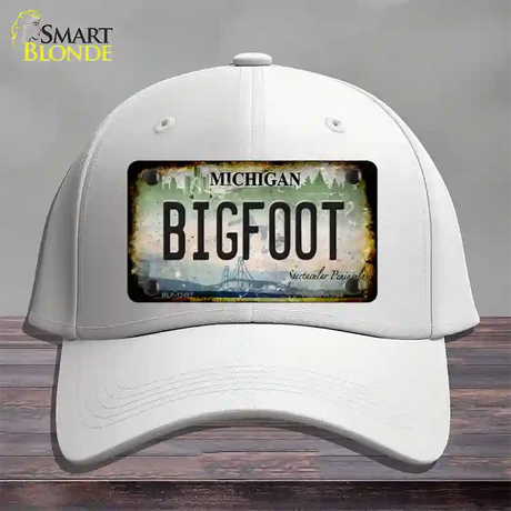 Bigfoot Michigan Novelty License Plate Hat Cotton / White