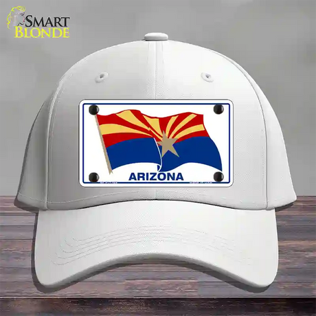 Arizona Waving Flag Novelty License Plate Hat Cotton / White