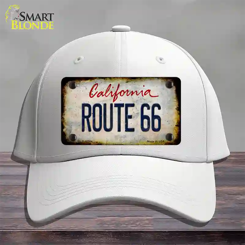 Route 66 California Rusty Novelty License Plate Hat Cotton / White