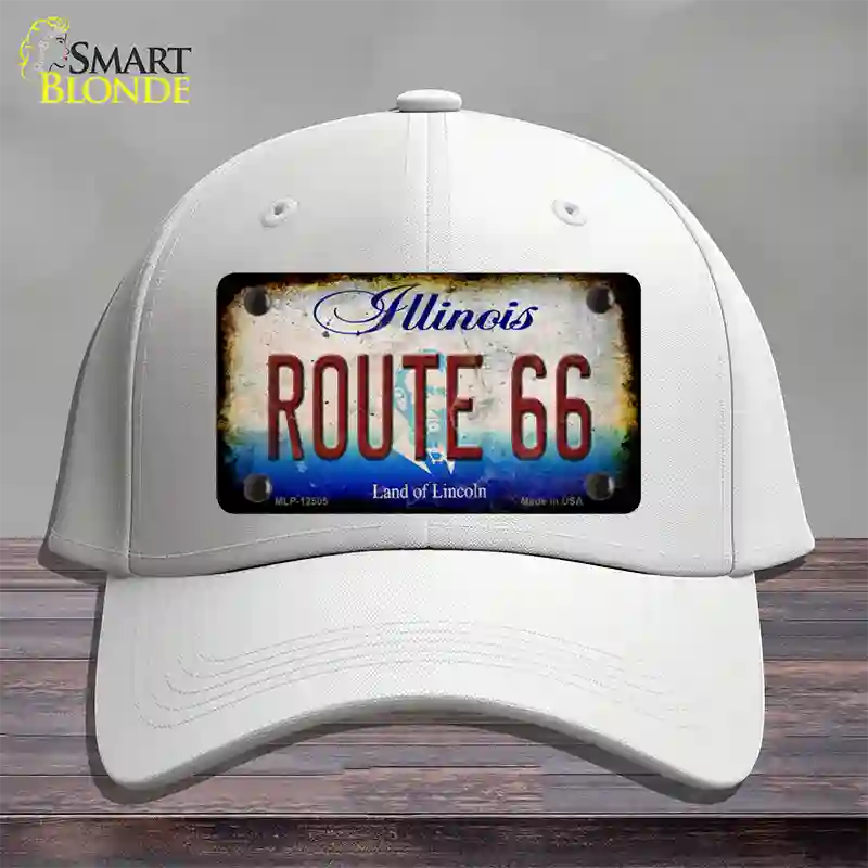 Route 66 Illinois Rusty Novelty License Plate Hat Cotton / White