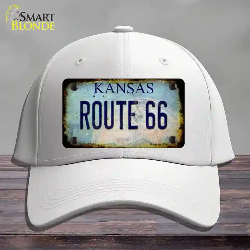 Route 66 Kansas Rusty Novelty License Plate Hat Cotton / White