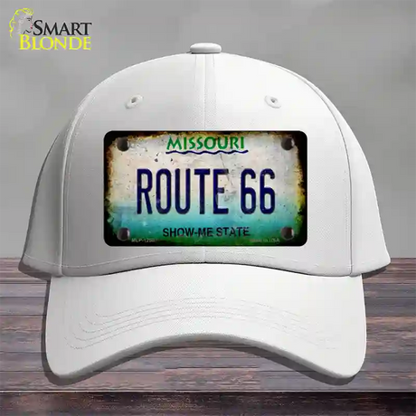 Route 66 Missouri Rusty Novelty License Plate Hat Cotton / White