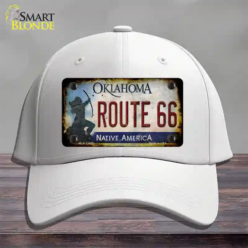 Route 66 Oklahoma Rusty Novelty License Plate Hat Cotton / White