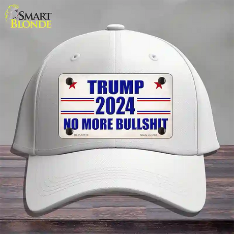 Trump 2024 No More Bullshit Novelty License Plate Hat Cotton / White