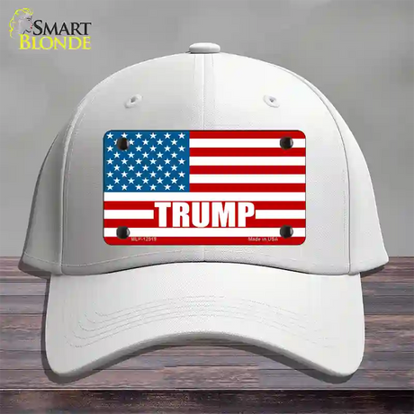 Trump American Flag Novelty License Plate Hat Cotton / White