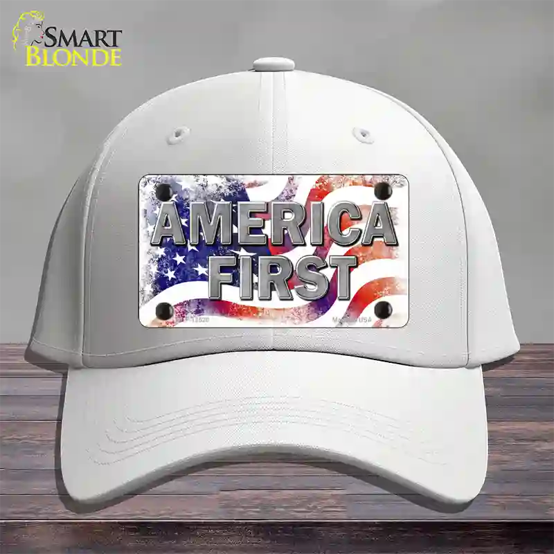 America First Novelty License Plate Hat Cotton / White