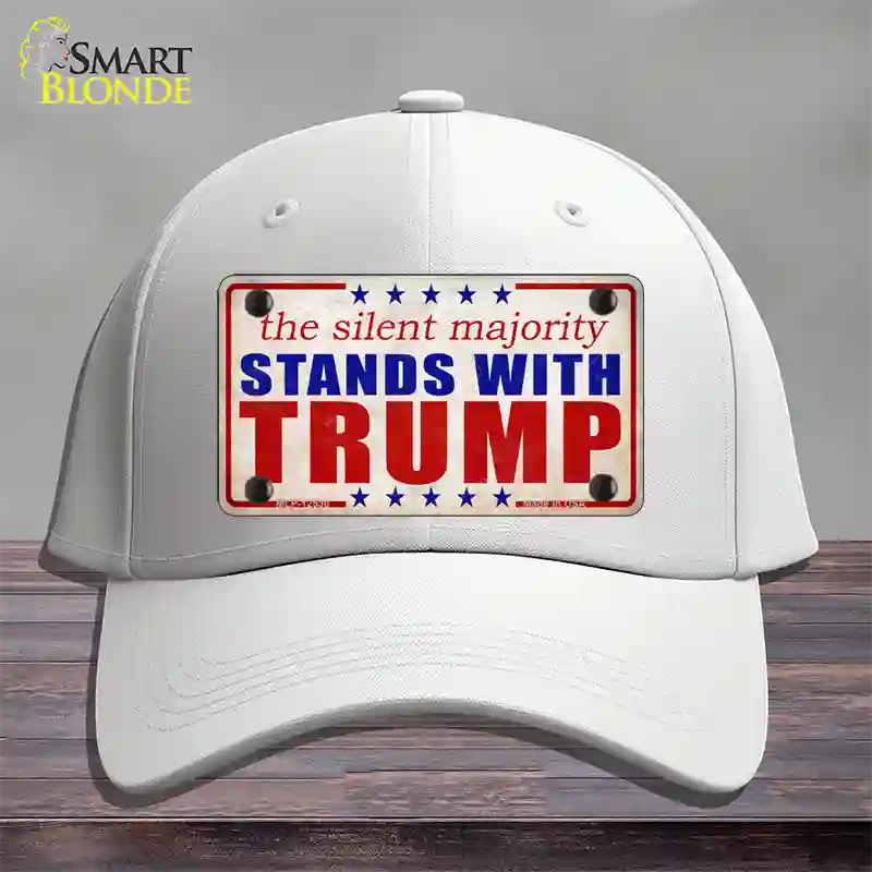 Silent Majority Stands with Trump Novelty License Plate Hat Cotton / White