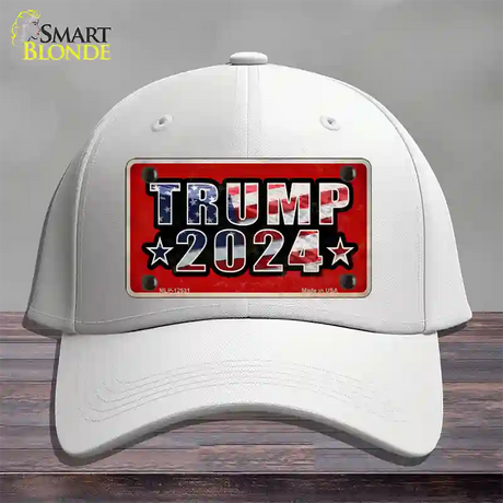 Trump 2024 Flag Novelty License Plate Hat Cotton / White