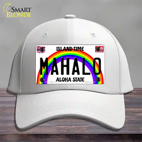 Mahalo Hawaii Novelty License Plate Hat Cotton / White