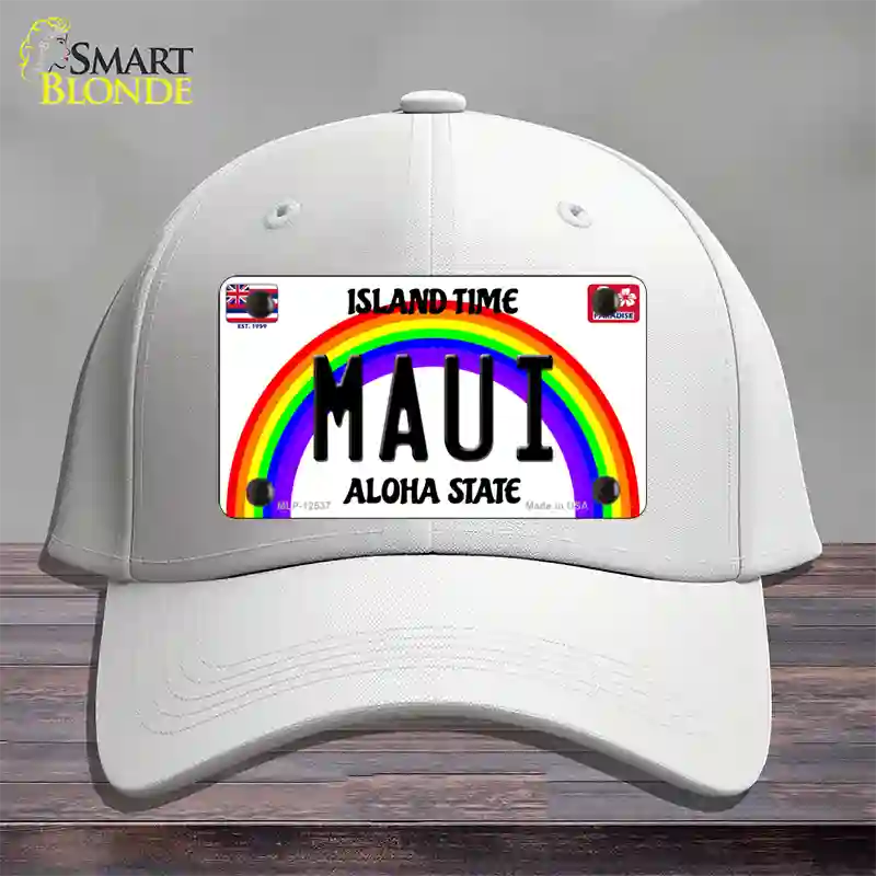 Maui Hawaii Novelty License Plate Hat Cotton / White