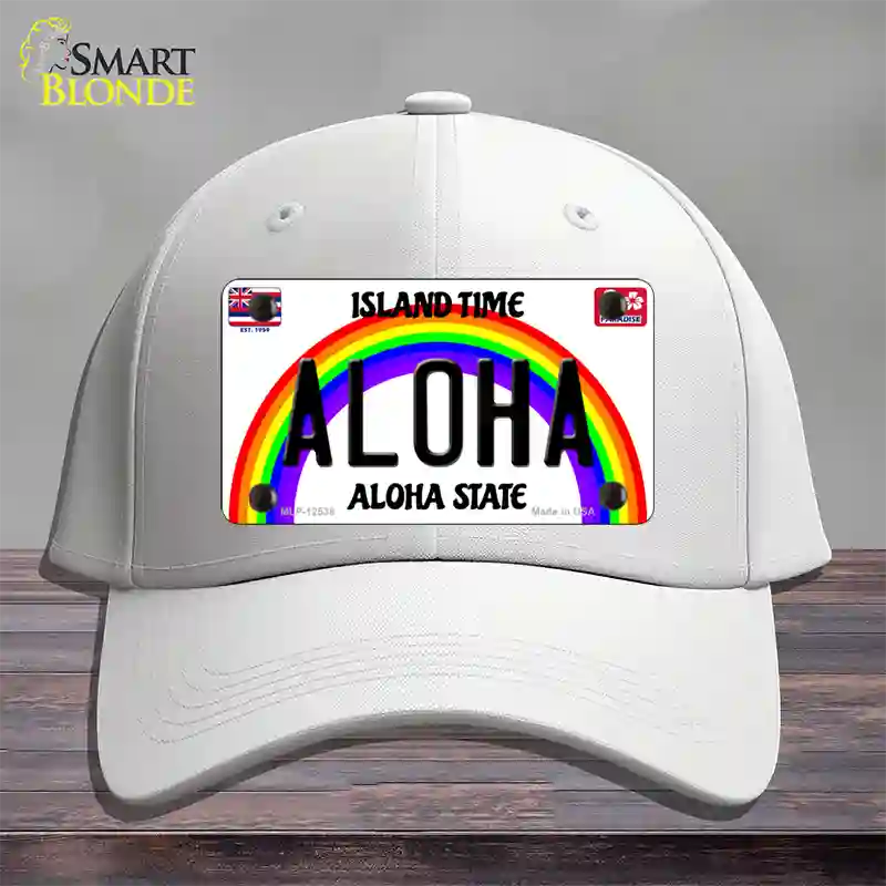 Aloha Hawaii Novelty License Plate Hat Cotton / White