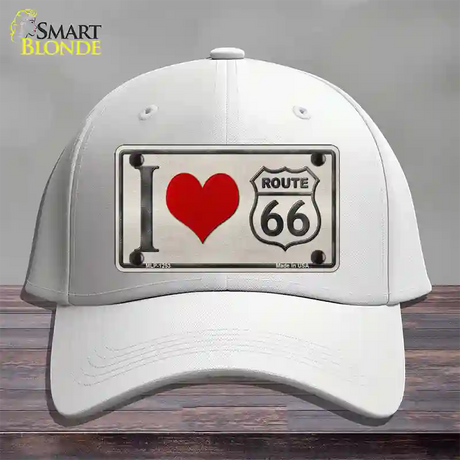 I Love Route 66 Novelty License Plate Hat Cotton / White