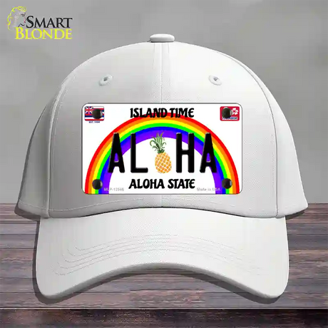 Aloha Pineapple Hawaii Novelty License Plate Hat Cotton / White