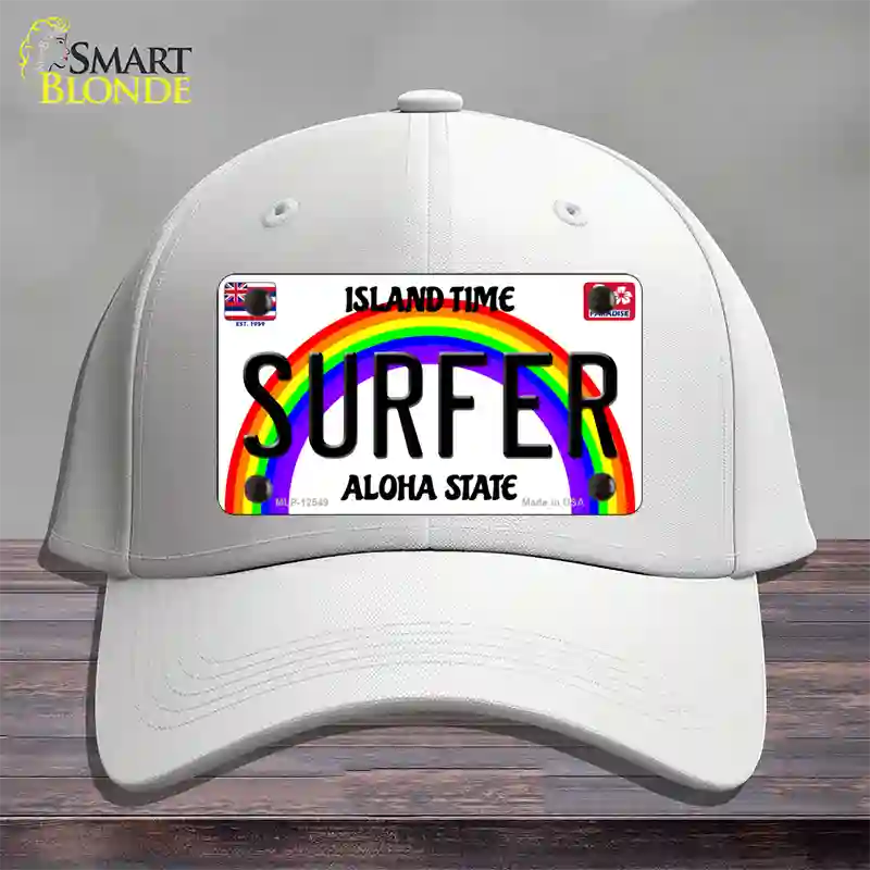 Surfer Hawaii Novelty License Plate Hat Cotton / White