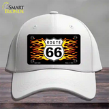 Route 66 Flames Novelty License Plate Hat Cotton / White