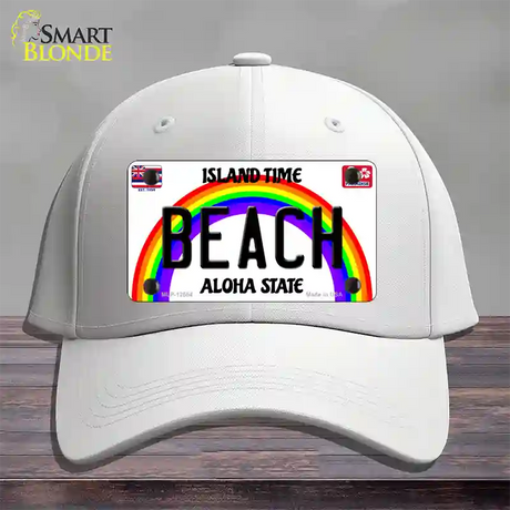 Beach Hawaii Novelty License Plate Hat Cotton / White