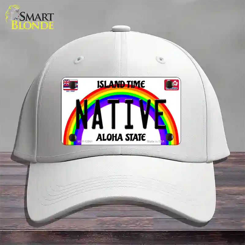 Native Hawaii Novelty License Plate Hat Cotton / White