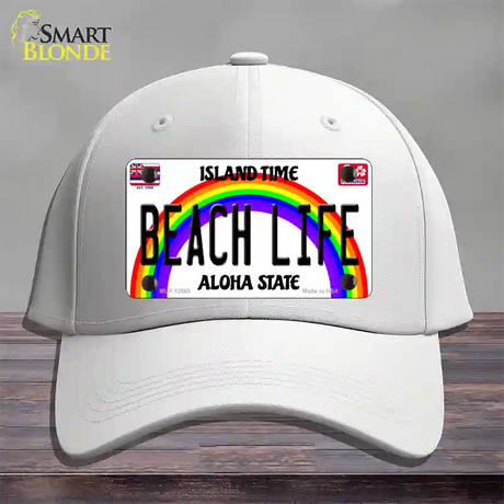 Beach Life Hawaii Novelty License Plate Hat Cotton / White