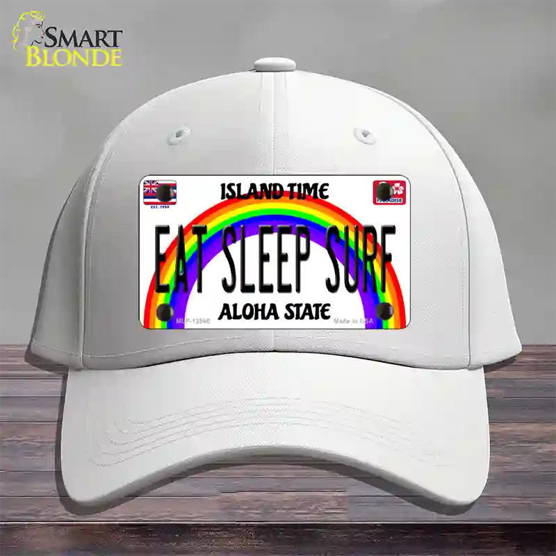 Eat Sleep Surf Hawaii Novelty License Plate Hat Cotton / White