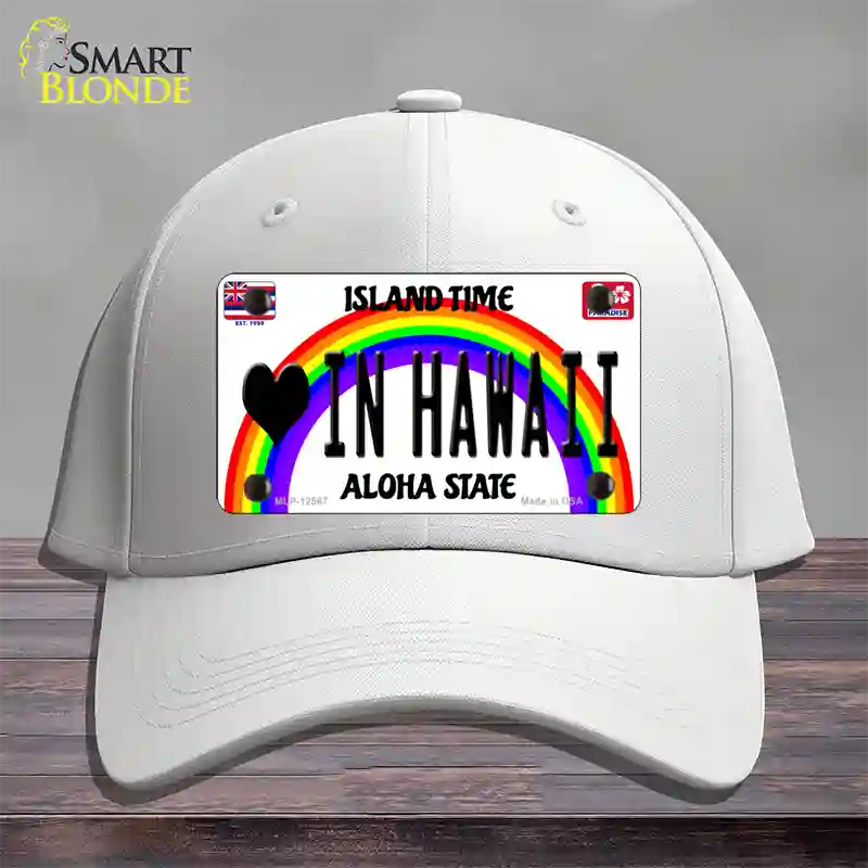 Love In Hawaii Novelty License Plate Hat Cotton / White