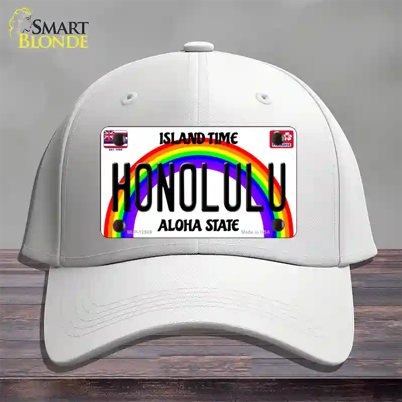 Honolulu Hawaii Novelty License Plate Hat Cotton / White