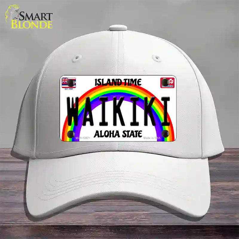 Waikiki Hawaii Novelty License Plate Hat Cotton / White