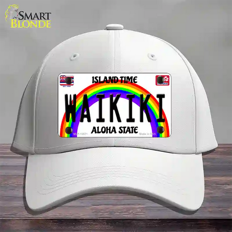 Waikiki Hawaii Novelty License Plate Hat Cotton / White