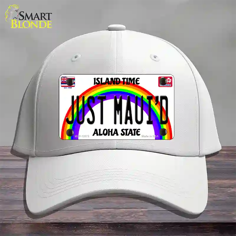 Just Mauid Hawaii Novelty License Plate Hat Cotton / White