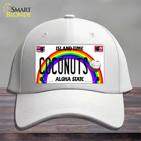 Coconuts Hawaii Novelty License Plate Hat Cotton / White