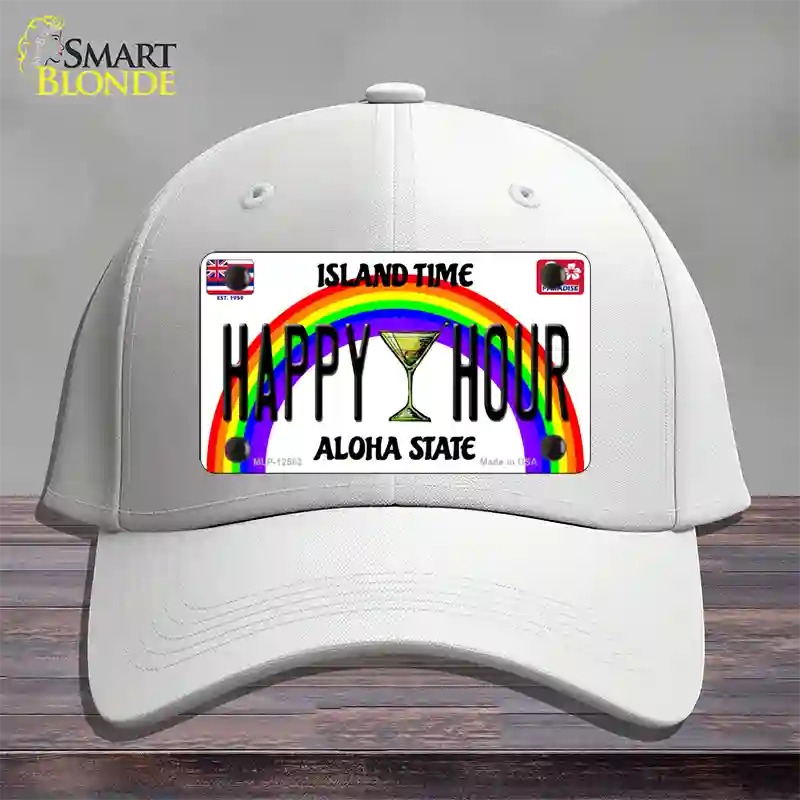 Happy Hour Hawaii Novelty License Plate Hat Cotton / White