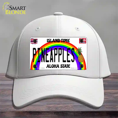 Pineapples Hawaii Novelty License Plate Hat Cotton / White