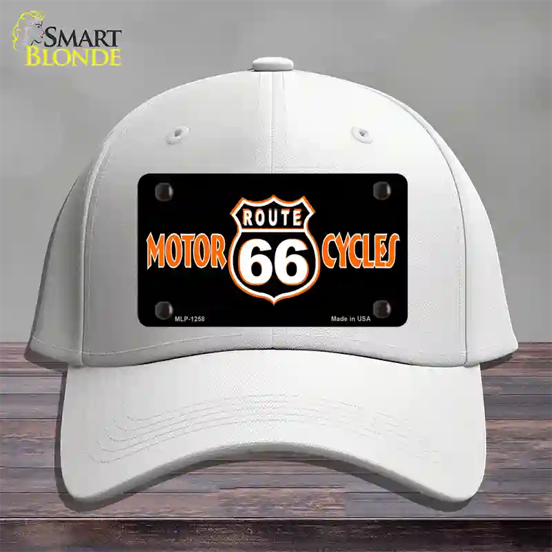 Route 66 Motorcycles Novelty License Plate Hat Cotton / White