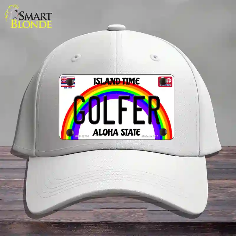 Golfer Hawaii Novelty License Plate Hat Cotton / White