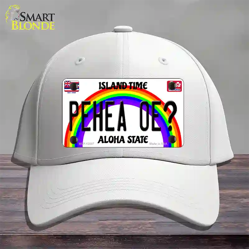 Pehea Oe Hawaii Novelty License Plate Hat Cotton / White