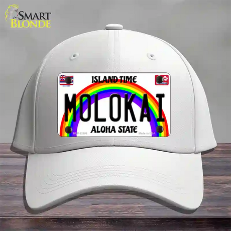 Molokai Hawaii Novelty License Plate Hat Cotton / White