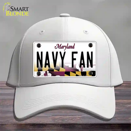 Navy Fan Novelty License Plate Hat Tag Cotton / White